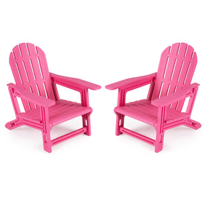 Set of 2 All-Weather Outdoor Kids Patio Seating with Ergonomic Design-Pink