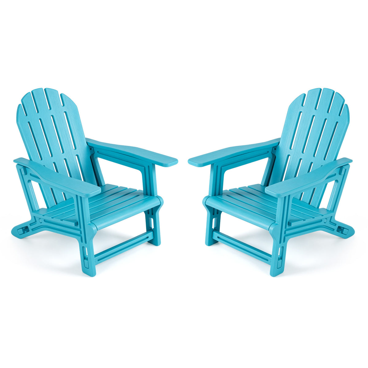 Set of 2 All-Weather Outdoor Kids Patio Seating with Ergonomic Design-Turquoise