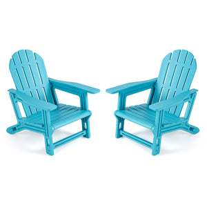 Set of 2 All-Weather Outdoor Kids Patio Seating with Ergonomic Design-Turquoise