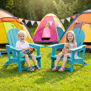 Set of 2 All-Weather Outdoor Kids Patio Seating with Ergonomic Design-Turquoise view 2