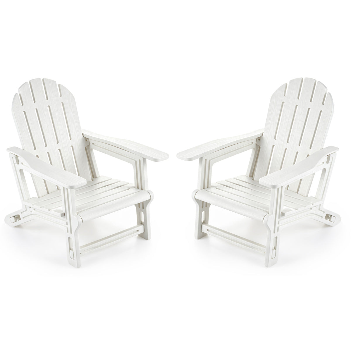 Set of 2 All-Weather Outdoor Kids Patio Seating with Ergonomic Design-White