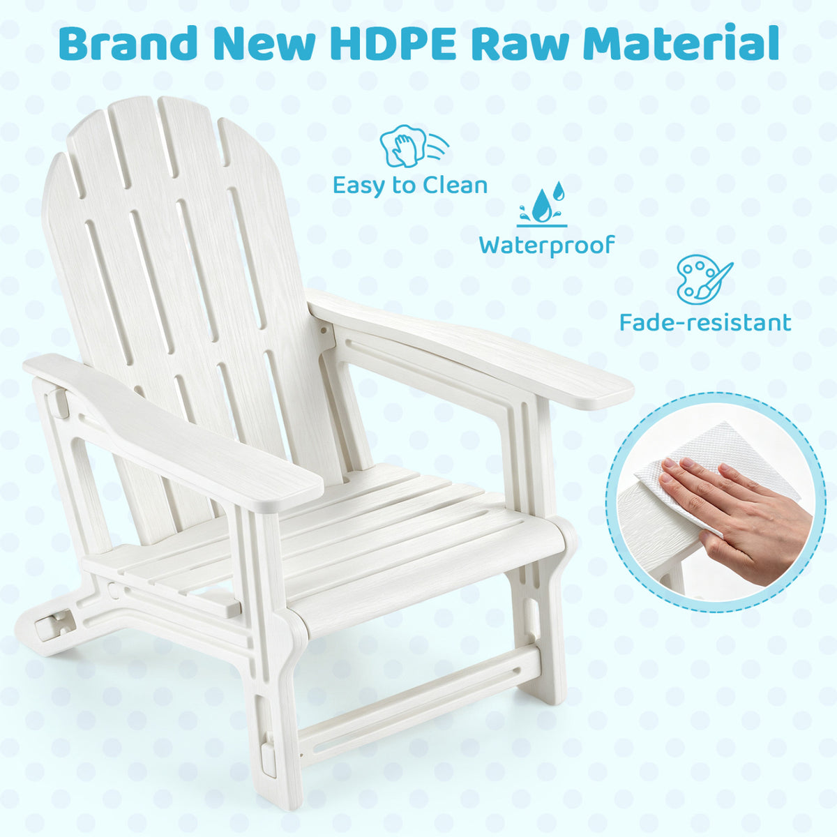 Set of 2 All-Weather Outdoor Kids Patio Seating with Ergonomic Design-White view 5
