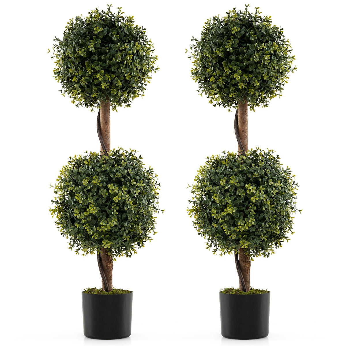 Set of 2 Artificial Double Topiary Ball Trees