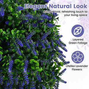 Set of 2 Artificial Lavender Topiary Ball Trees 22 inch Faux Lavender Potted Plants-Purple view 6