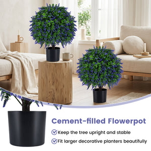Set of 2 Artificial Lavender Topiary Ball Trees 22 inch Faux Lavender Potted Plants-Purple view 9