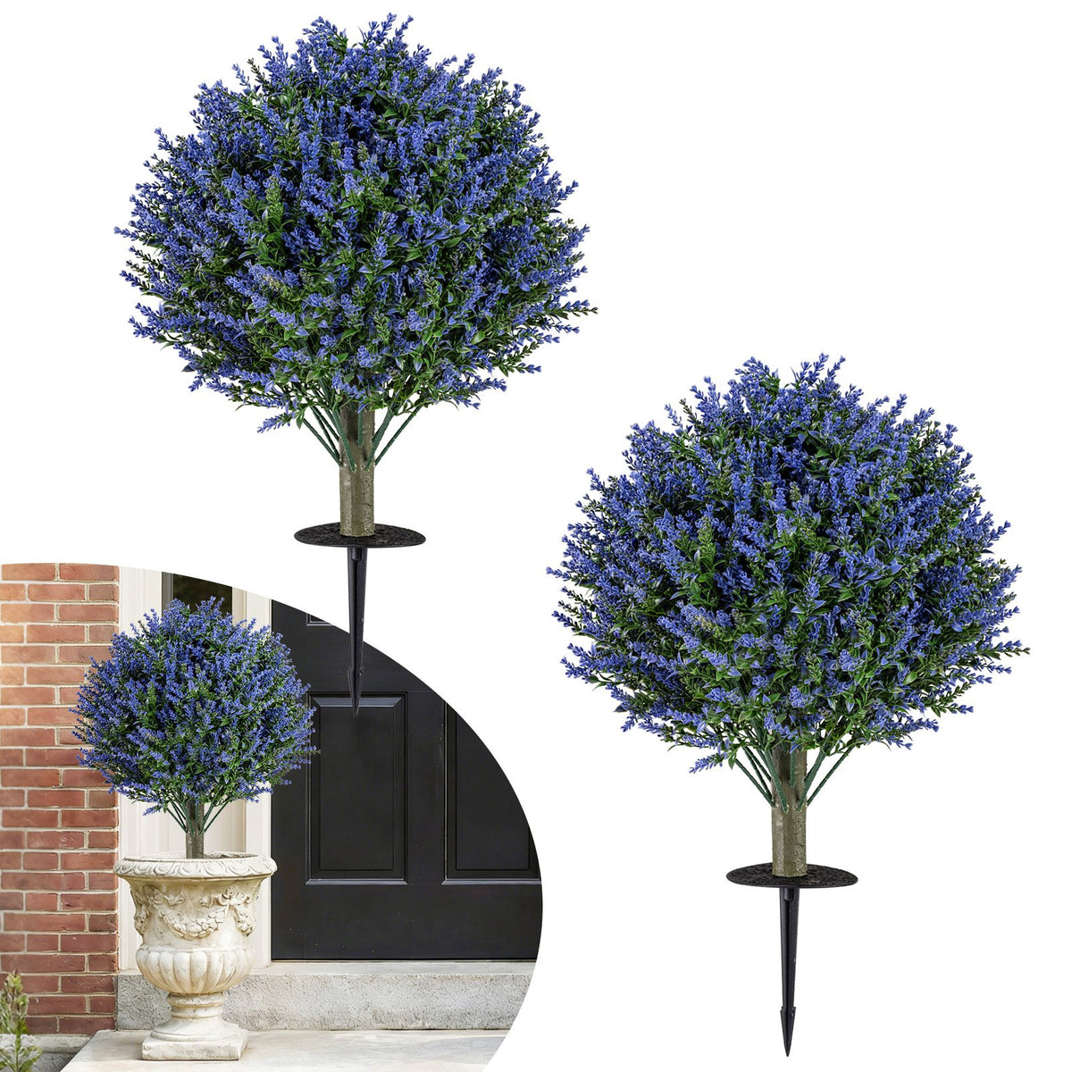 Set of 2 Artificial Lavender Topiary Ball Trees with Ground Spikes view 4