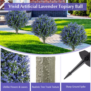 Set of 2 Artificial Lavender Topiary Ball Trees with Ground Spikes view 9