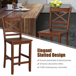 Set of 2 Bar Stools 25 Inch Counter Height Chairs with Rubber Wood Legs view 7
