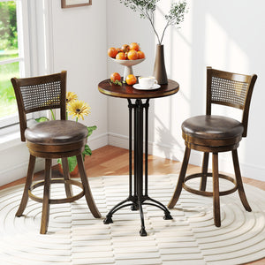 Set of 2 Bar Stools 25 inches Swivel Bar Chairs Leathaire Counter Height Stools-Brown view 3