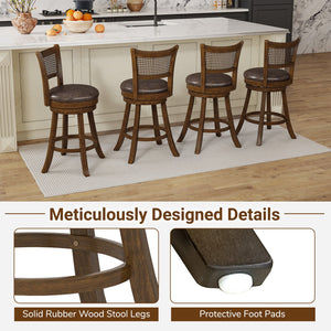 Set of 2 Bar Stools 25 inches Swivel Bar Chairs Leathaire Counter Height Stools-Brown view 8