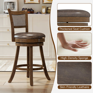 Set of 2 Bar Stools 25 inches Swivel Bar Chairs Leathaire Counter Height Stools-Brown view 9
