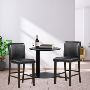 Set of 2 PVC Leather Bar Stools with Back for Kitchen Island view 2