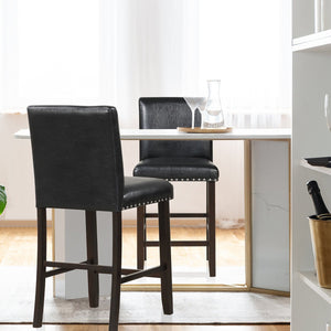 Set of 2 PVC Leather Bar Stools with Back for Kitchen Island view 3