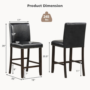 Set of 2 PVC Leather Bar Stools with Back for Kitchen Island view 4
