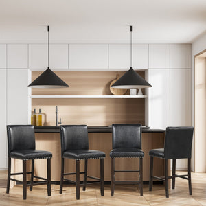 Set of 2 PVC Leather Bar Stools with Back for Kitchen Island view 5