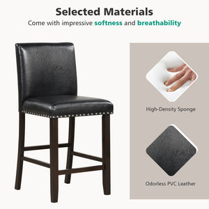 Set of 2 PVC Leather Bar Stools with Back for Kitchen Island view 6