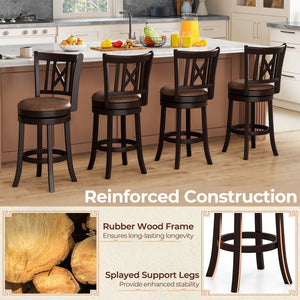 Set of 2 Bar Stools Swivel Bar Chairs with Footrest and Hollowed Backrest-26 inches view 8