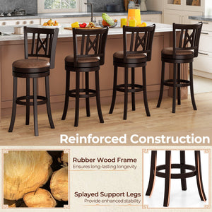 Set of 2 Bar Stools Swivel Bar Chairs with Footrest and Hollowed Backrest-30 inches view 8