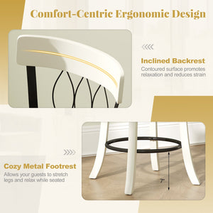 Set of 2 Bar Stools Swivel Bar Chairs with Footrest Rubber Wood Frame and Tufted Rivets-26 inches view 7
