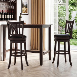 Set of 2 Bar Stools Swivel Bar Chairs with Hollowed Backrest and Footrest-30 inches view 2