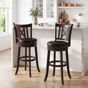 Set of 2 Bar Stools Swivel Bar Chairs with Hollowed Backrest and Footrest-30 inches view 3