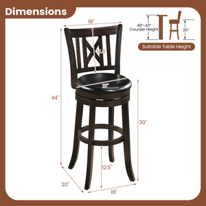 Set of 2 Bar Stools Swivel Bar Chairs with Hollowed Backrest and Footrest-30 inches view 4
