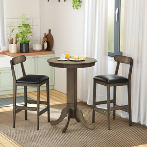 Set of 2 Bar Stools Upholstered with Rubber Wood Legs and Footrests-Oak view 2