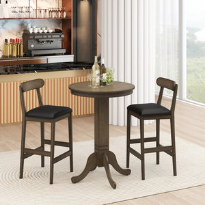 Set of 2 Bar Stools Upholstered with Rubber Wood Legs and Footrests-Oak view 5