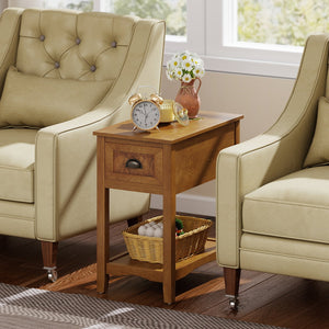 Set of 2 Contemporary Side End Table with Drawer-Natural view 7