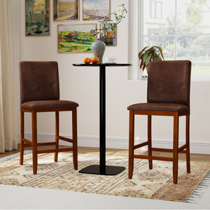 Set of 2 Counter Barstools with Rubberwood Legs and Upholstered Seat-Walnut view 3