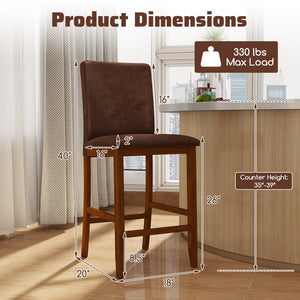 Set of 2 Counter Barstools with Rubberwood Legs and Upholstered Seat-Walnut view 4
