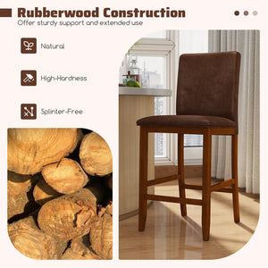 Set of 2 Counter Barstools with Rubberwood Legs and Upholstered Seat-Walnut view 6