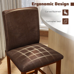 Set of 2 Counter Barstools with Rubberwood Legs and Upholstered Seat-Walnut view 7
