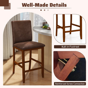 Set of 2 Counter Barstools with Rubberwood Legs and Upholstered Seat-Walnut view 8