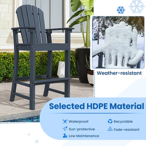 Set of 2 Counter Height Outdoor HDPE Bar Stool with Armrests and Footrest-Navy view 6
