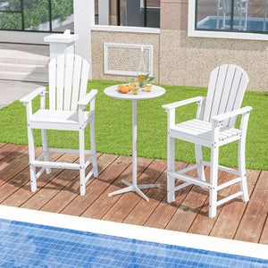 Set of 2 Counter Height Outdoor HDPE Bar Stool with Armrests and Footrest-White view 2
