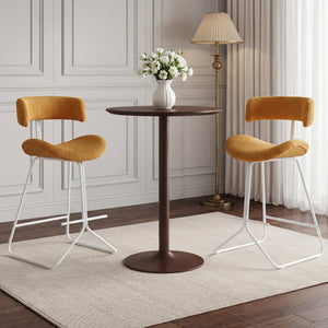 Set of 2 Counter Height Stools 25 Inch Armless Barstools with Padded Seat and Footrest-Orange view 3