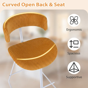 Set of 2 Counter Height Stools 25 Inch Armless Barstools with Padded Seat and Footrest-Orange view 8