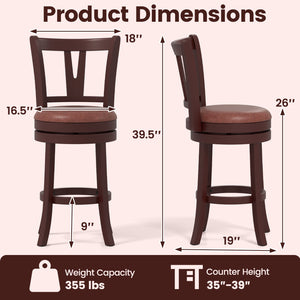 Set of 2 Counter Height Swivel Barstools with High Backs and Footrests-26 inches view 3