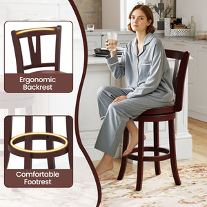 Set of 2 Counter Height Swivel Barstools with High Backs and Footrests-26 inches view 5