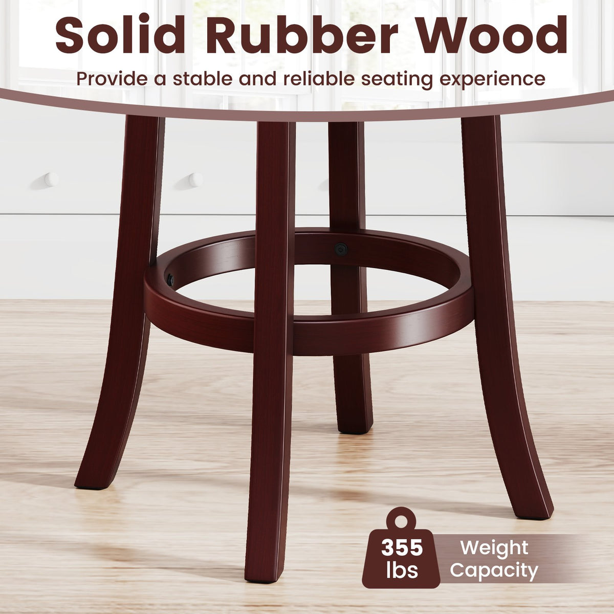 Set of 2 Counter Height Swivel Barstools with High Backs and Footrests-26 inches view 7