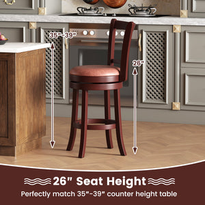 Set of 2 Counter Height Swivel Barstools with High Backs and Footrests-26 inches view 8