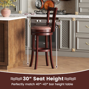 Set of 2 Counter Height Swivel Barstools with High Backs and Footrests-30 inches view 4