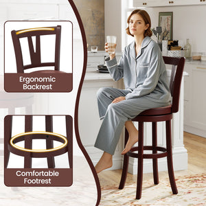 Set of 2 Counter Height Swivel Barstools with High Backs and Footrests-30 inches view 5