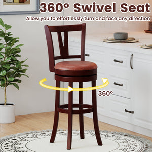 Set of 2 Counter Height Swivel Barstools with High Backs and Footrests-30 inches view 7