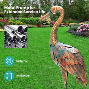 Set of 2 Crane Garden Statues Standing Metal Crane Sculptures Bird view 3