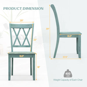 Set of 2 Cross Back Rubber Wood Dining Chairs-Green view 4