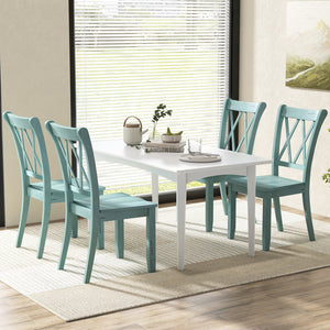 Set of 2 Cross Back Rubber Wood Dining Chairs-Green view 5