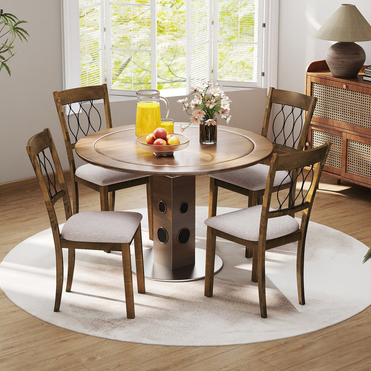 Set of 2 Dining Chair Fabric/Faux Leather Upholstered with Padded Seat-Rustic Brown view 5