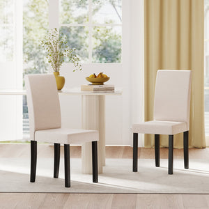 Set of 2 Dining Chair Mid-Century Modern Fabric Upholstered Parson Chairs-Beige view 2